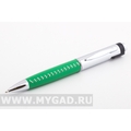 ЮСБ гаджет MG17350.G.16gb ручка флешка из металла вставка из кожи зеленого цвета 