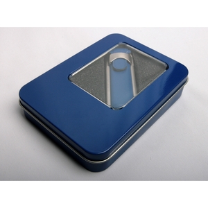 USB флеш-диск на 8 GB, синий, кожа, металл, MG17212.BL.8gb с лого