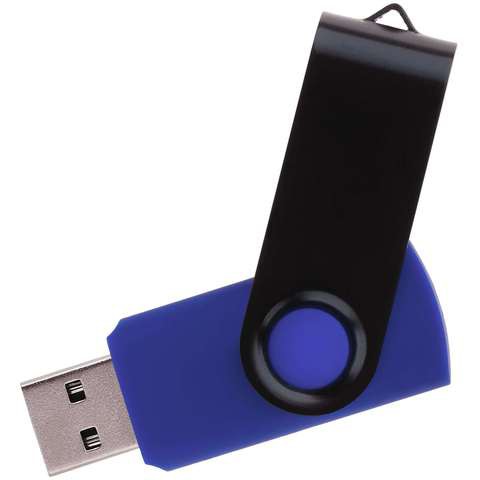 Синяя с черным флешка 16 гб, металл и пластик soft-touch «ТВИСТ-КОЛОР-МИКС»