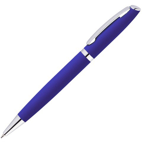 Ручка темно-синяя, металл и soft-touch «ВЕСТА-СОФТ»